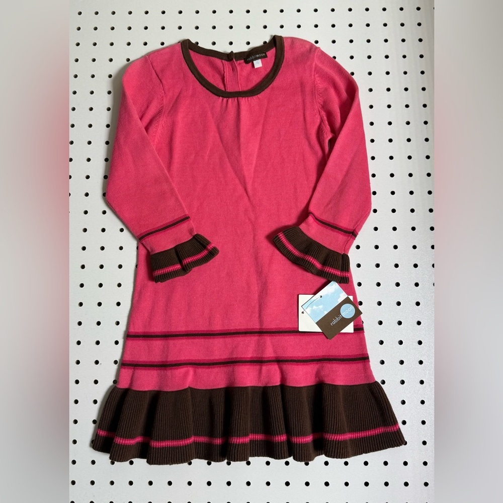 NWT Rabbit Moon Pink and Brown Kids Dress 4T